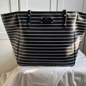 Navy and white striped kate spade purse